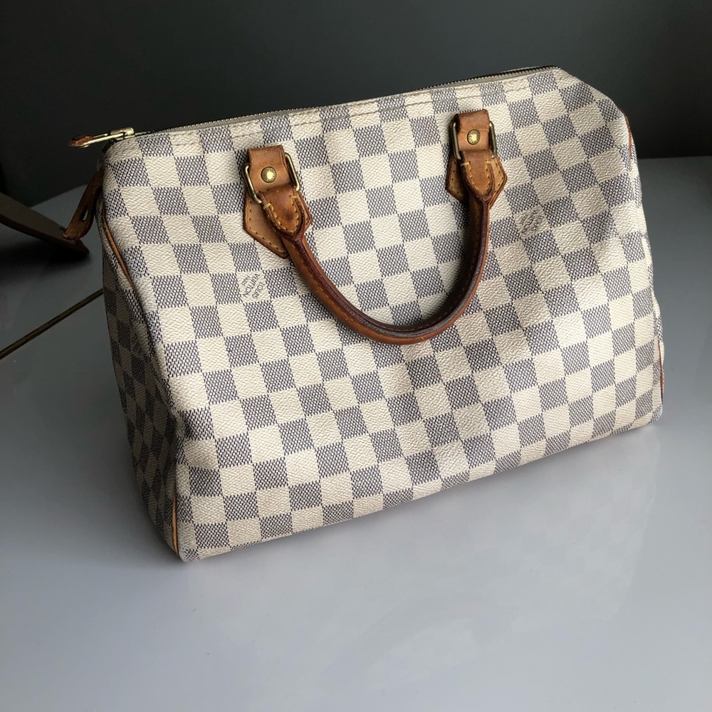Authentic LV Speedy 30. Azur Canvas.